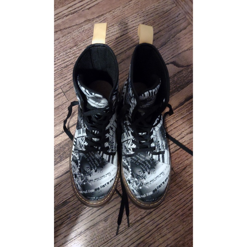 Musical Note Piano Canvas Combat Boots Women's Size 8.5 Sheet Music Beethoven - Picture 7 of 11